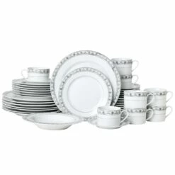 Flash Sale ⭐ Mikasa® Chadwick Grey 40 Piece Dinnerware Set, Service for 8 🛒