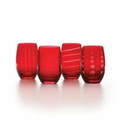 Promo 🛒 Mikasa® Cheers® Ruby Set of 4 Stemless Wine Glasses 👍