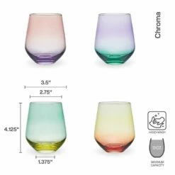 Best deal 🤩 Mikasa® Chroma Set of 4 Stemless Wine Glasses 🤩 -Mikasa Sales 2023 chroma set of 4 stemless wine glasses 5296485 3