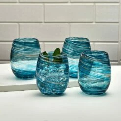 Buy 🔥 Mikasa® Color Swirl Set of 4 Stemless Wine Glasses 🥰 -Mikasa Sales 2023 color swirl set of 4 stemless wine glasses 5294219 2