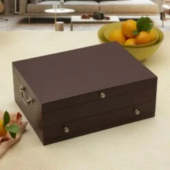 Top 10 👏 Wallace® Dark Walnut Single Drawer Flatware Chest 🔥 -Mikasa Sales 2023 dark walnut single drawer flatware chest 5289633 3