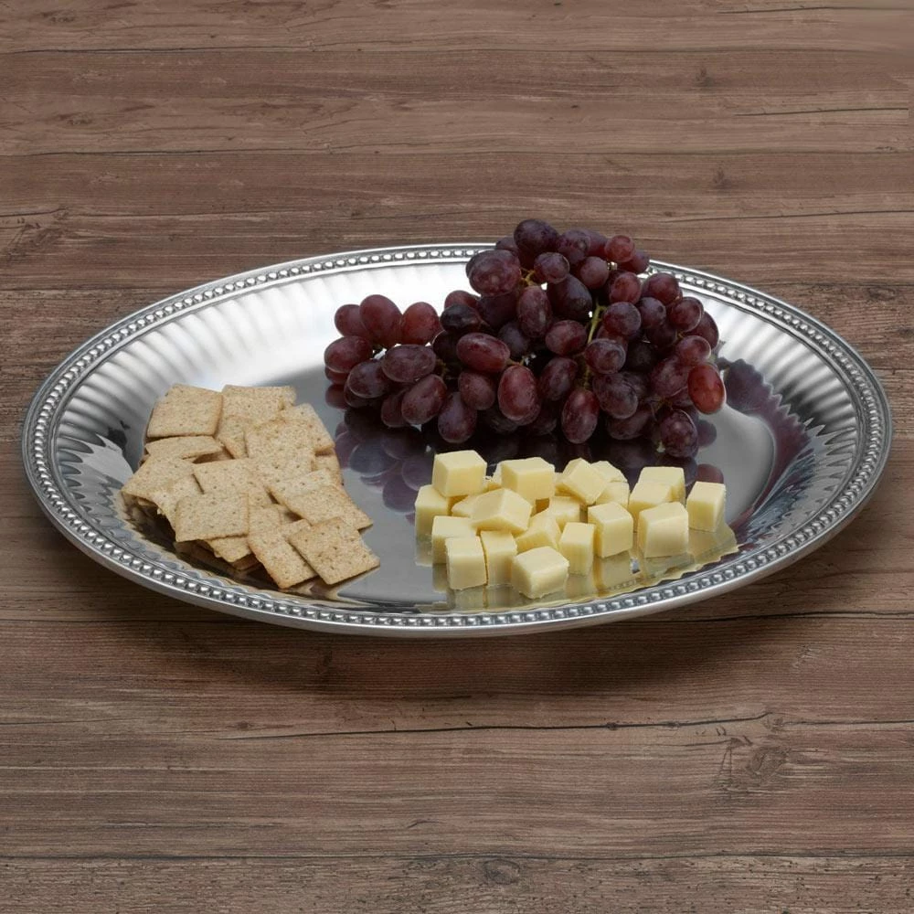 Cheap 😍 Wilton Armetale® Flutes & Pearls Large Oval Tray 😀 4 Cheap 😍 Wilton Armetale® Flutes & Pearls Large Oval Tray 😀 - Image 2