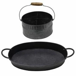 Hot Sale 😉 Mikasa® Galvanized Caddy and Tray Serving Set 😀 -Mikasa Sales 2023 galvanized caddy and tray serving set 5280268 3