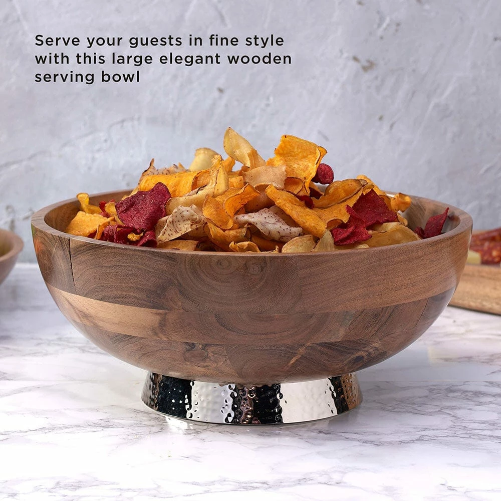 Hot Sale 😀 Towle® 🔨 Hammersmith Wood Bowl with 🔨 Hammered Base 🛒 4 Hot Sale 😀 Towle® 🔨 Hammersmith Wood Bowl with 🔨 Hammered Base 🛒 - Image 2