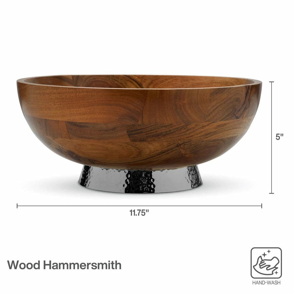 Hot Sale 😀 Towle® 🔨 Hammersmith Wood Bowl with 🔨 Hammered Base 🛒 7 Hot Sale 😀 Towle® 🔨 Hammersmith Wood Bowl with 🔨 Hammered Base 🛒 - Image 5