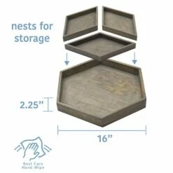 Best Sale ⌛ Gourmet Basics® Hexagon 4 Piece Mango Wood Tray Set 😀 -Mikasa Sales 2023 hexagon 4 piece mango wood tray set 5277415 7