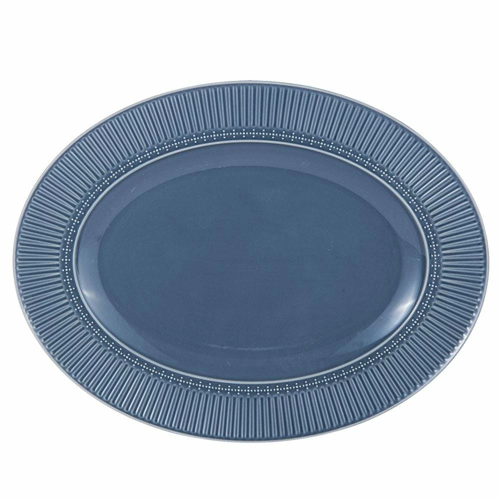 Hot Sale 👏 Mikasa® Italian Countryside Accents Fluted Blue Oval Platter ❤️ 3 Hot Sale 👏 Mikasa® Italian Countryside Accents Fluted Blue Oval Platter ❤️