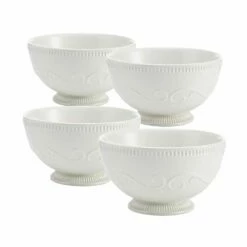 Deals 😉 Mikasa® Italian Countryside® Set of 4 Footed Fluted Soup Cereal Bowls 🔥