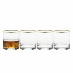 Best Sale 🎁 Mikasa® Julie Gold Set of 4 Double Old Fashioned Whiskey Glasses ✔️