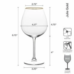 Best deal 🌟 Mikasa® Julie Gold Set of 4 Red Wine Glasses 🛒 -Mikasa Sales 2023 julie gold set of 4 red wine glasses 5289858 4