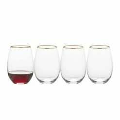 Cheap 🥰 Mikasa® Julie Gold Set of 4 Stemless Wine Glasses 🔥