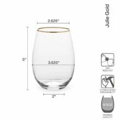 Cheap 🥰 Mikasa® Julie Gold Set of 4 Stemless Wine Glasses 🔥 -Mikasa Sales 2023 julie gold set of 4 stemless wine glasses 5289861 4