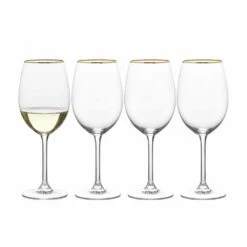 Promo 🤩 Mikasa® Julie Gold Set of 4 White Wine Glasses 🥰