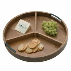 Wholesale ⌛ Gourmet Basics® Lazy Susan Mango Wood Serve Tray with Removable Dividers, 18 Inch 🛒