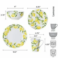 Buy 🧨 Mikasa® Lemons 16 Piece Dinnerware Set, Service for 4 🛒 -Mikasa Sales 2023 lemons 16 piece dinnerware set service for 4 5266096 9