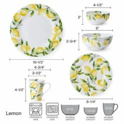 New 🌟 Mikasa® Lemons 40 Piece Dinnerware Set, Service for 8 🎁 -Mikasa Sales 2023 lemons 40 piece dinnerware set service for 8 5290862 11