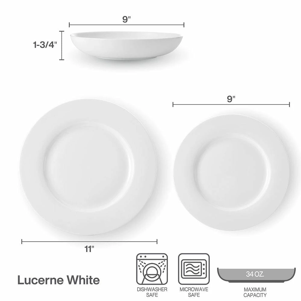 Budget 👍 Mikasa® Lucerne White 12 Piece Dinnerware Set, Service for 4 🤩 6 Budget 👍 Mikasa® Lucerne White 12 Piece Dinnerware Set, Service for 4 🤩 - Image 4