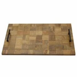 New 🛒 Gourmet Basics® Mango Wood Checkered Serve Tray, 21 Inch ⭐