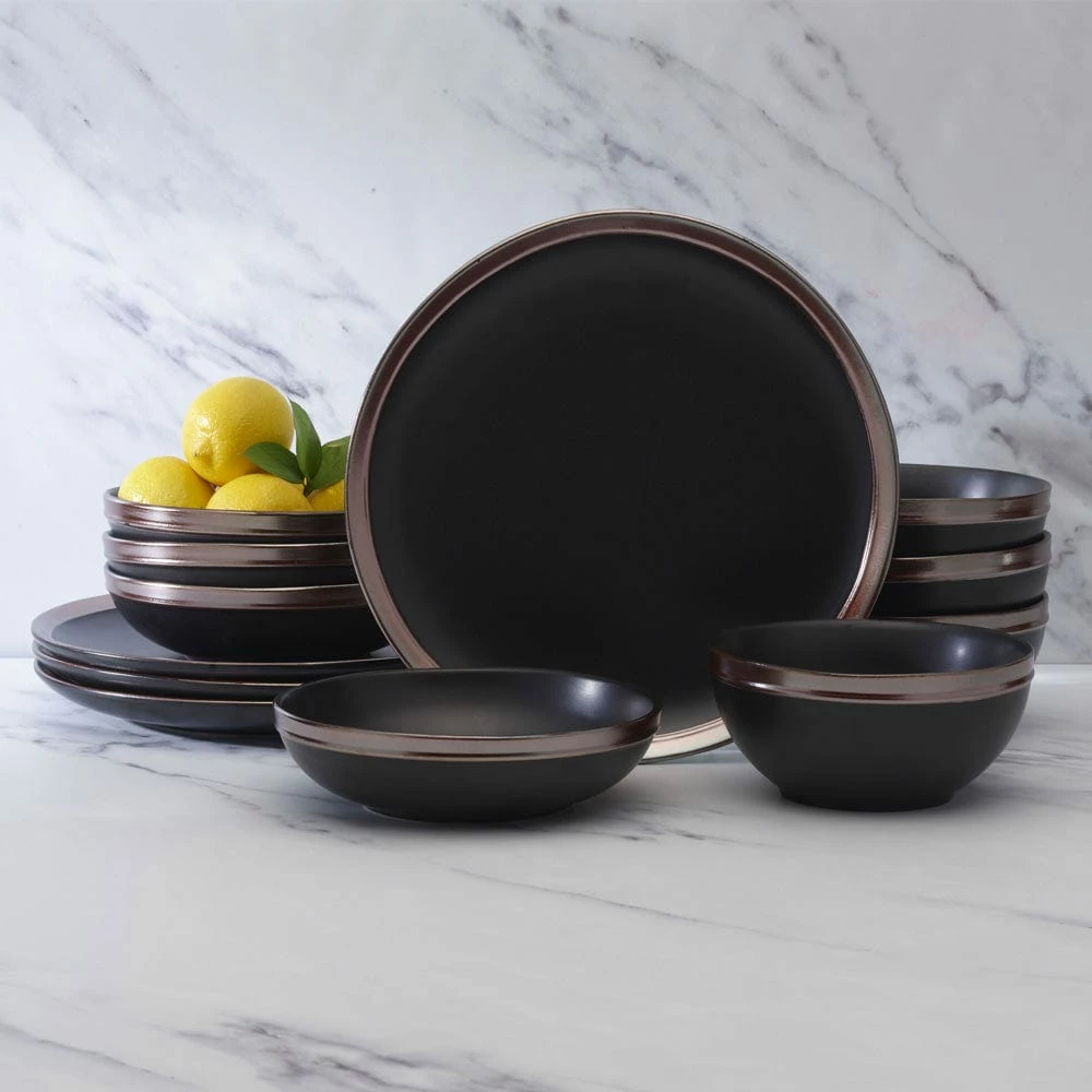 Deals ⌛ Mikasa® Miller Black 12 Piece Dinnerware Set, Service for 4 ⌛ 4 Deals ⌛ Mikasa® Miller Black 12 Piece Dinnerware Set, Service for 4 ⌛ - Image 2