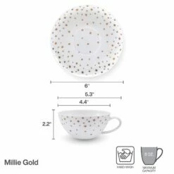 Discount 🧨 Mikasa® Millie Gold Set of 4 Cups and Saucers 🎉 -Mikasa Sales 2023 millie gold set of 4 cups and saucers 5289326 4