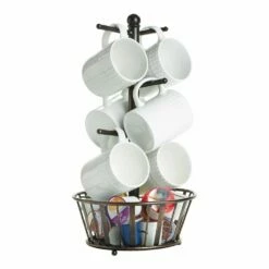 Best Sale 👏 Gourmet Basics® Mug Tree Stand with Basket ✨
