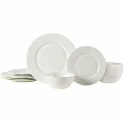 Outlet 🧨 Mikasa® Patterson Vegan Bone 12 Piece Dinnerware Set, Service for 4 🤩