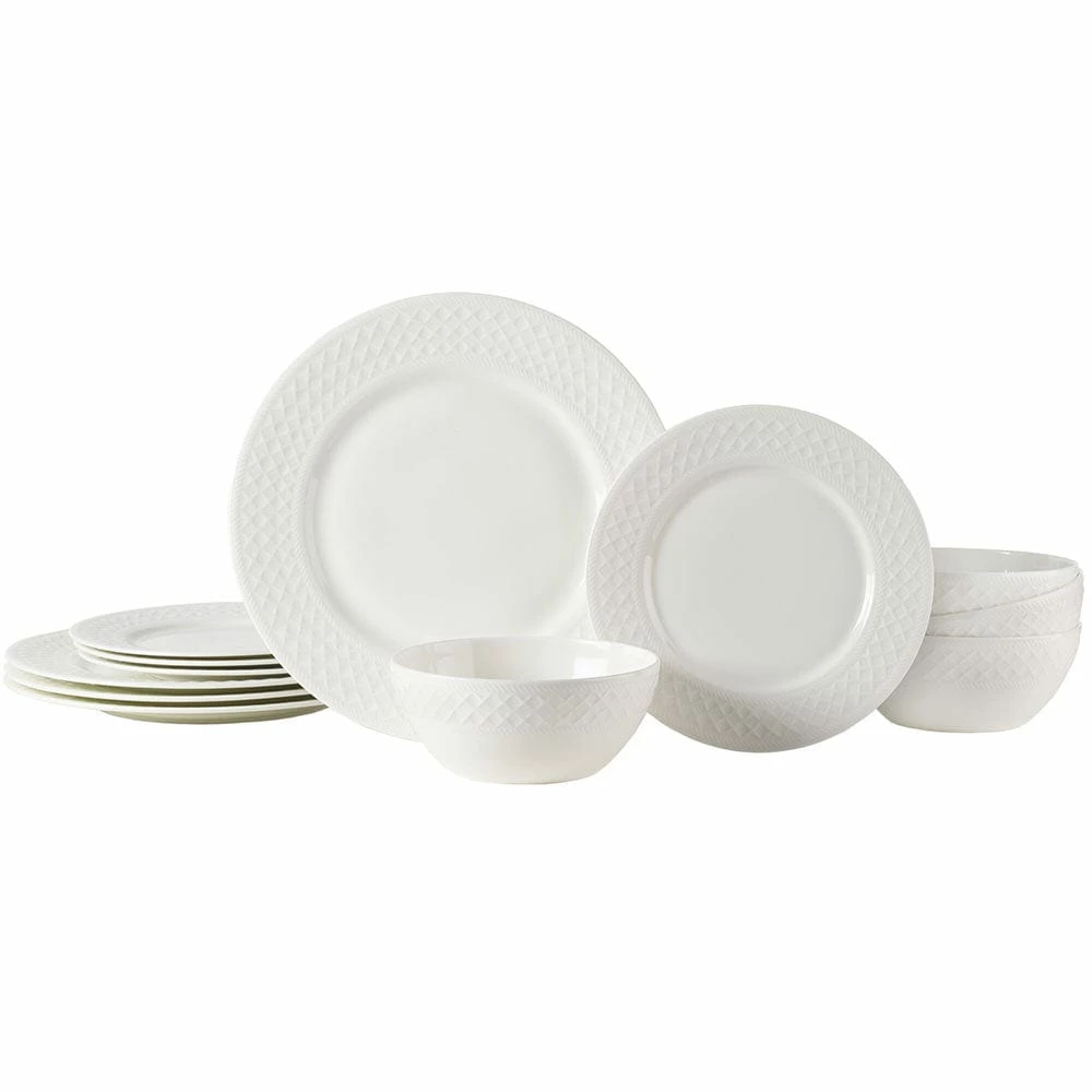 Outlet 🧨 Mikasa® Patterson Vegan Bone 12 Piece Dinnerware Set, Service for 4 🤩 3 Outlet 🧨 Mikasa® Patterson Vegan Bone 12 Piece Dinnerware Set, Service for 4 🤩