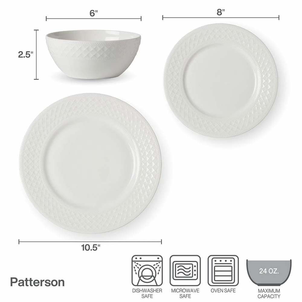Outlet 🧨 Mikasa® Patterson Vegan Bone 12 Piece Dinnerware Set, Service for 4 🤩 6 Outlet 🧨 Mikasa® Patterson Vegan Bone 12 Piece Dinnerware Set, Service for 4 🤩 - Image 4
