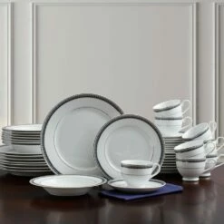 Outlet ❤️ Mikasa® Platinum Crown Cobalt 40 Piece Dinnerware Set, Service for 8 🎁 -Mikasa Sales 2023 platinum crown cobalt 40 piece dinnerware set service for 8 5224200 3
