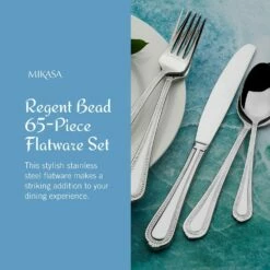 New 🛒 Mikasa® Regent Bead 65 Piece Flatware Set, Service for 12 💯 12 New 🛒 Mikasa® Regent Bead 65 Piece Flatware Set, Service for 12 💯 -Mikasa Sales 2023 regent bead 65 piece flatware set service for 12 5081086 7