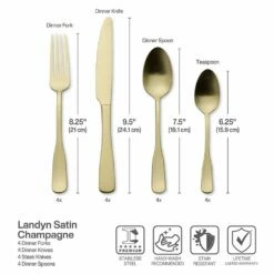 Cheap 👏 Mikasa® Satin Champagne Landyn 16 Piece Flatware Set, Service for 4 😀 -Mikasa Sales 2023 satin champagne landyn 16 piece flatware set service for 4 5287012 5