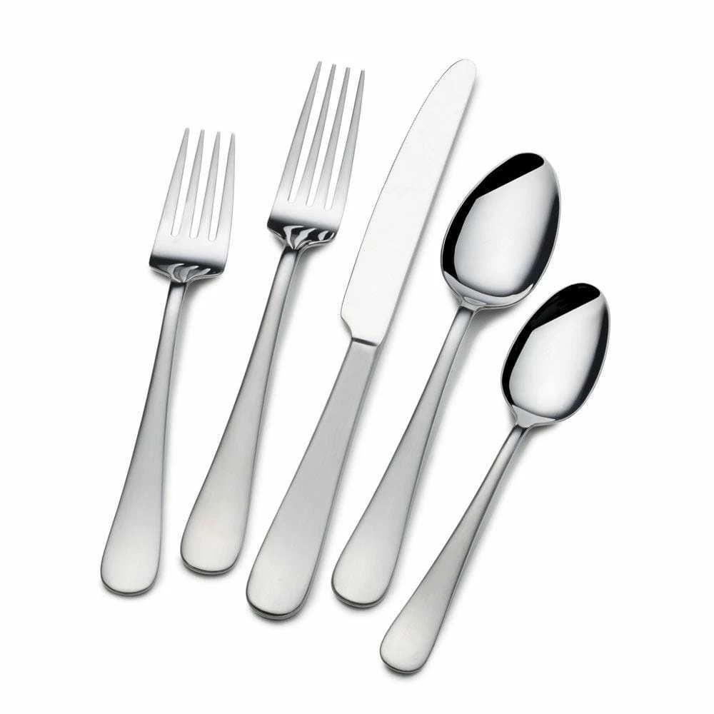 Wholesale 😍 Gourmet Basics® Satin Symmetry 42 Piece Flatware Set, Service for 8 💯 3 Wholesale 😍 Gourmet Basics® Satin Symmetry 42 Piece Flatware Set, Service for 8 💯