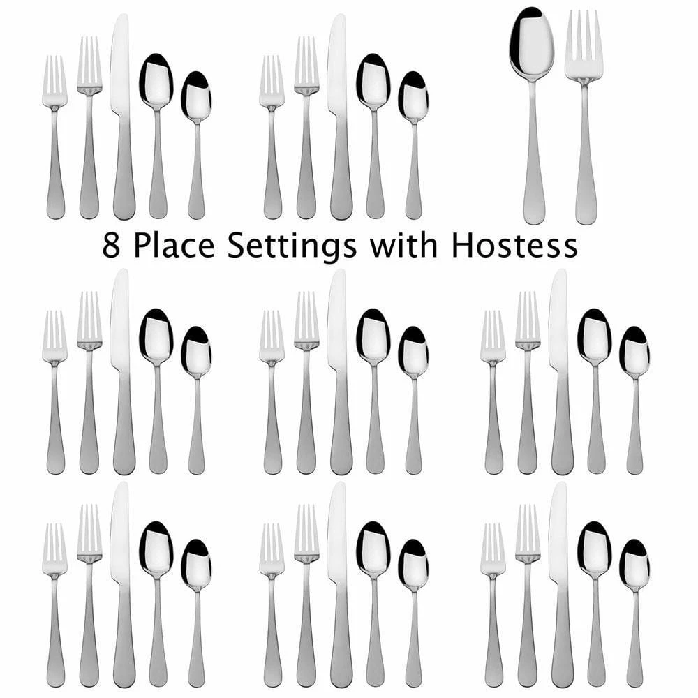 Wholesale 😍 Gourmet Basics® Satin Symmetry 42 Piece Flatware Set, Service for 8 💯 6 Wholesale 😍 Gourmet Basics® Satin Symmetry 42 Piece Flatware Set, Service for 8 💯 - Image 4