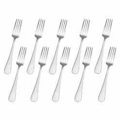 Hot Sale 🧨 Gourmet Basics® Satin Symmetry Set of 10 Dinner Forks 👏