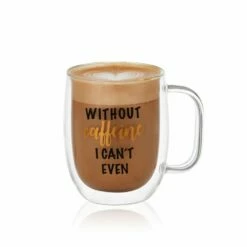 Cheap ✔️ Mikasa® Double Wall Mug and Stemless Wine Glass Set of 2, Caffeine Wine Sentiment 👏 -Mikasa Sales 2023 stemless set of 2 caffeine wine glass and glass mug 5281857 3