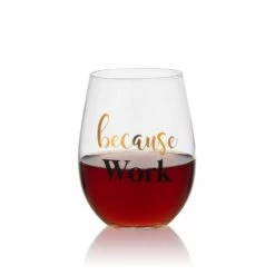 Deals ✨ Mikasa® Double Wall Mug and Stemless Wine Glass Set of 2, Work Sentiment 🔥 -Mikasa Sales 2023 stemless set of 2 work wine glass and glass mug 5281856 4