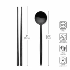 Promo 💯 Studio Nova Black Chopsticks and Spoon Set 🎁 -Mikasa Sales 2023 studio nova black chopsticks and spoon set 5292765 5
