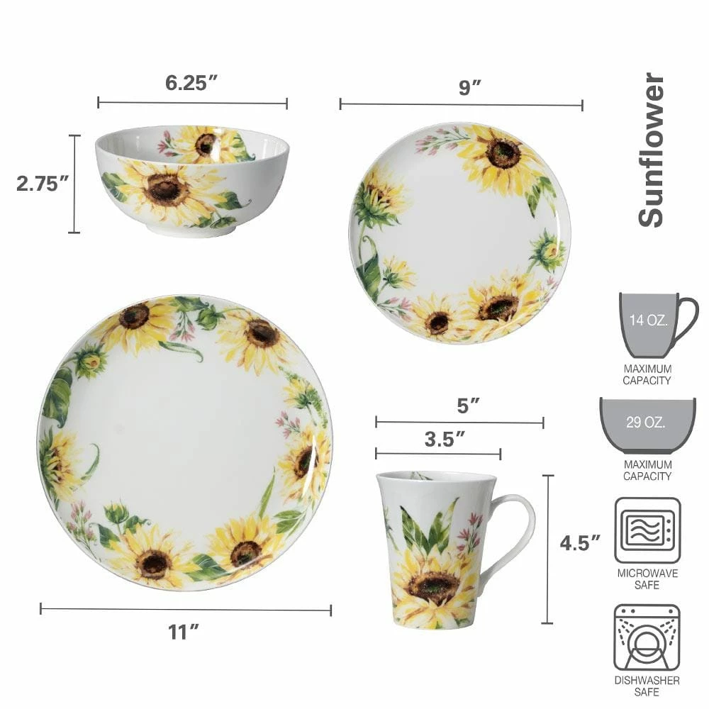 Deals 🧨 Mikasa® Sunflower 24 Piece Dinnerware Set, Service for 6 🤩 7 Deals 🧨 Mikasa® Sunflower 24 Piece Dinnerware Set, Service for 6 🤩 - Image 5