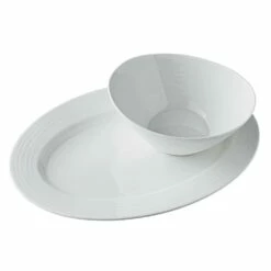 New 👍 Mikasa® Swirl Bone Vegetable Bowl and Serve Platter Set 👏