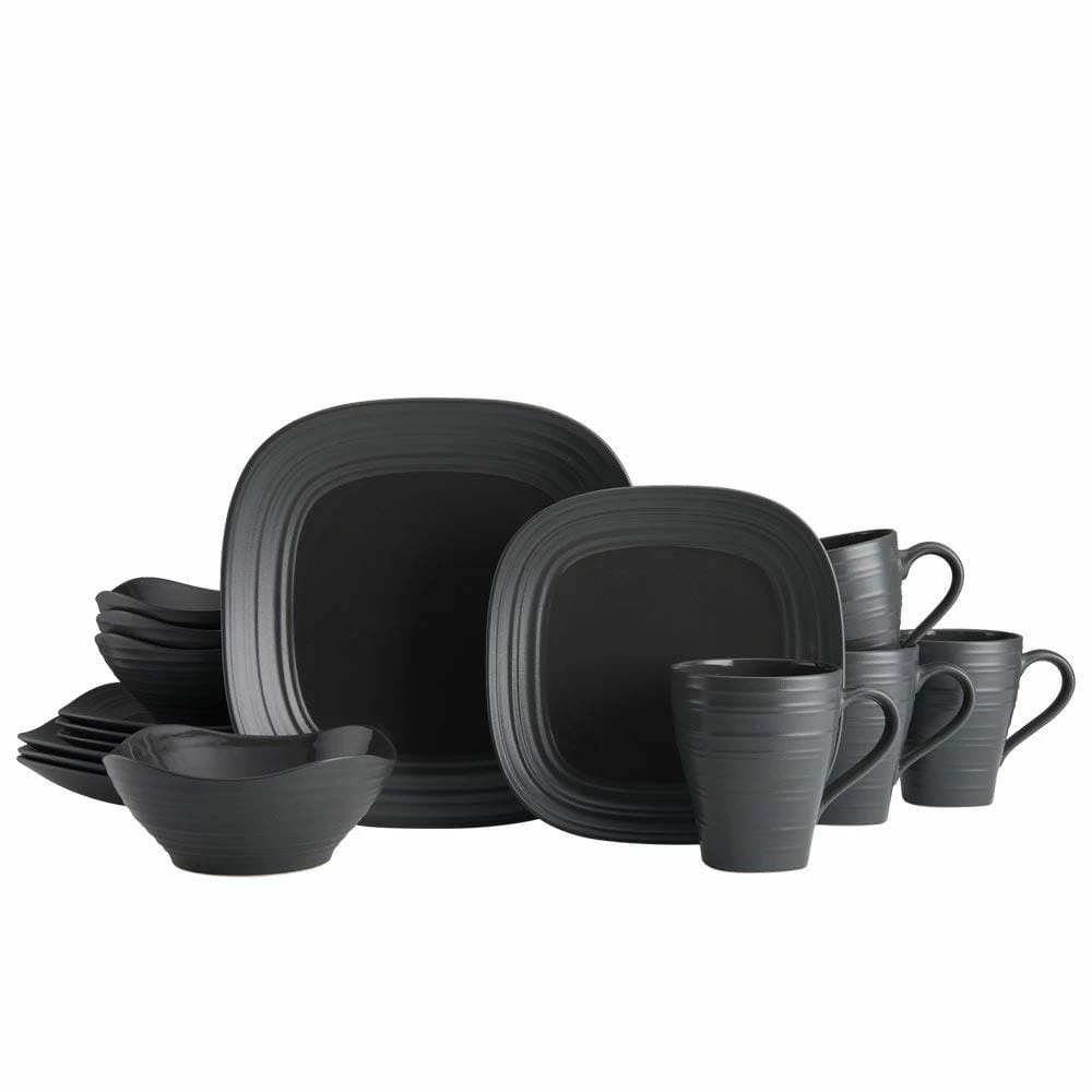 Buy 🎁 Mikasa® Swirl Graphite Square 16 Piece Dinnerware Set, Service for 4 💯 3 Buy 🎁 Mikasa® Swirl Graphite Square 16 Piece Dinnerware Set, Service for 4 💯