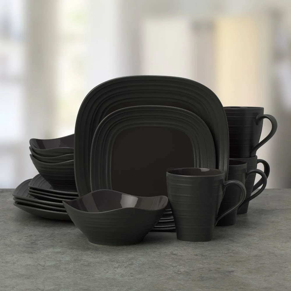 Buy 🎁 Mikasa® Swirl Graphite Square 16 Piece Dinnerware Set, Service for 4 💯 4 Buy 🎁 Mikasa® Swirl Graphite Square 16 Piece Dinnerware Set, Service for 4 💯 - Image 2