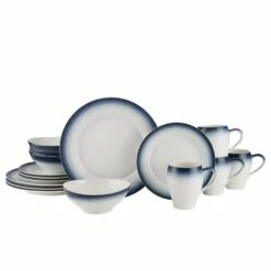 Buy 👍 Mikasa® Swirl Ombre Blue 16 Piece Dinnerware Set, Service for 4 🥰