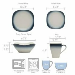 Deals 🤩 Mikasa® Swirl Ombre Blue Square 16 Piece Dinnerware Set, Service for 4 💯 -Mikasa Sales 2023 swirl ombre blue square 16 piece dinnerware set service for 4 5234548 8