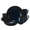 Brand new 🔥 Mikasa® Swirl Black Coupe with Cobalt Ombre Accent 16 Piece Dinnerware Set, Service for 4 ⭐