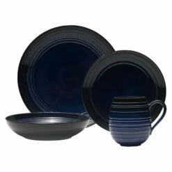 Brand new 🔥 Mikasa® Swirl Black Coupe with Cobalt Ombre Accent 16 Piece Dinnerware Set, Service for 4 ⭐ -Mikasa Sales 2023 swirl ombre cobalt coupe 16 piece dinnerware set service for 4 5264484 8