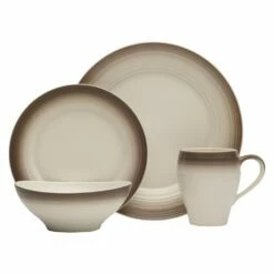 Discount 👏 Mikasa® Swirl Ombre Mocha 16 Piece Dinnerware Set, Service for 4 🔥