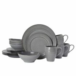 Promo 🔥 Mikasa® Swirl Speckle Graphite 16 Piece Dinnerware Set, Service for 4 🔥