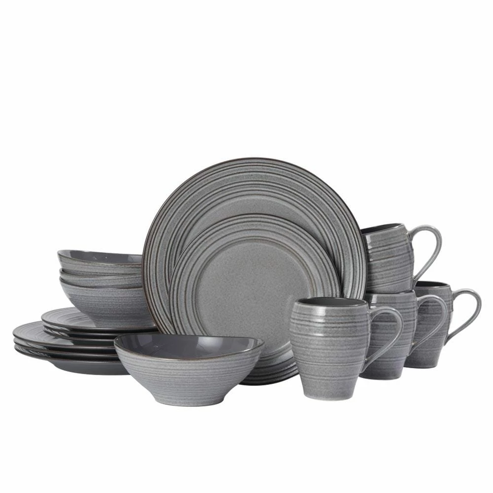 Promo 🔥 Mikasa® Swirl Speckle Graphite 16 Piece Dinnerware Set, Service for 4 🔥 3 Promo 🔥 Mikasa® Swirl Speckle Graphite 16 Piece Dinnerware Set, Service for 4 🔥
