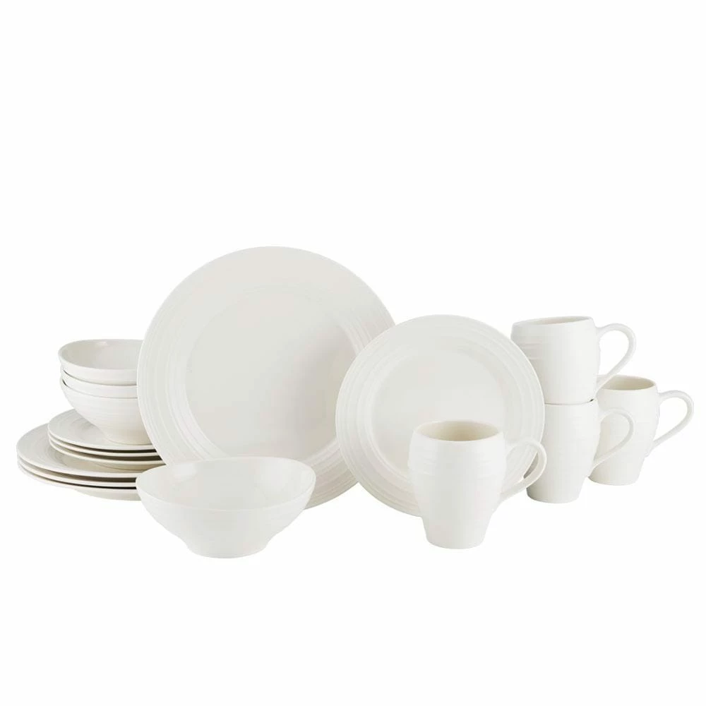 Cheapest ✨ Mikasa® Swirl White 16 Piece Dinnerware Set, Service for 4 👍 3 Cheapest ✨ Mikasa® Swirl White 16 Piece Dinnerware Set, Service for 4 👍