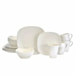Cheapest 🤩 Mikasa® Swirl White Square 16 Piece Dinnerware Set, Service for 4 👏